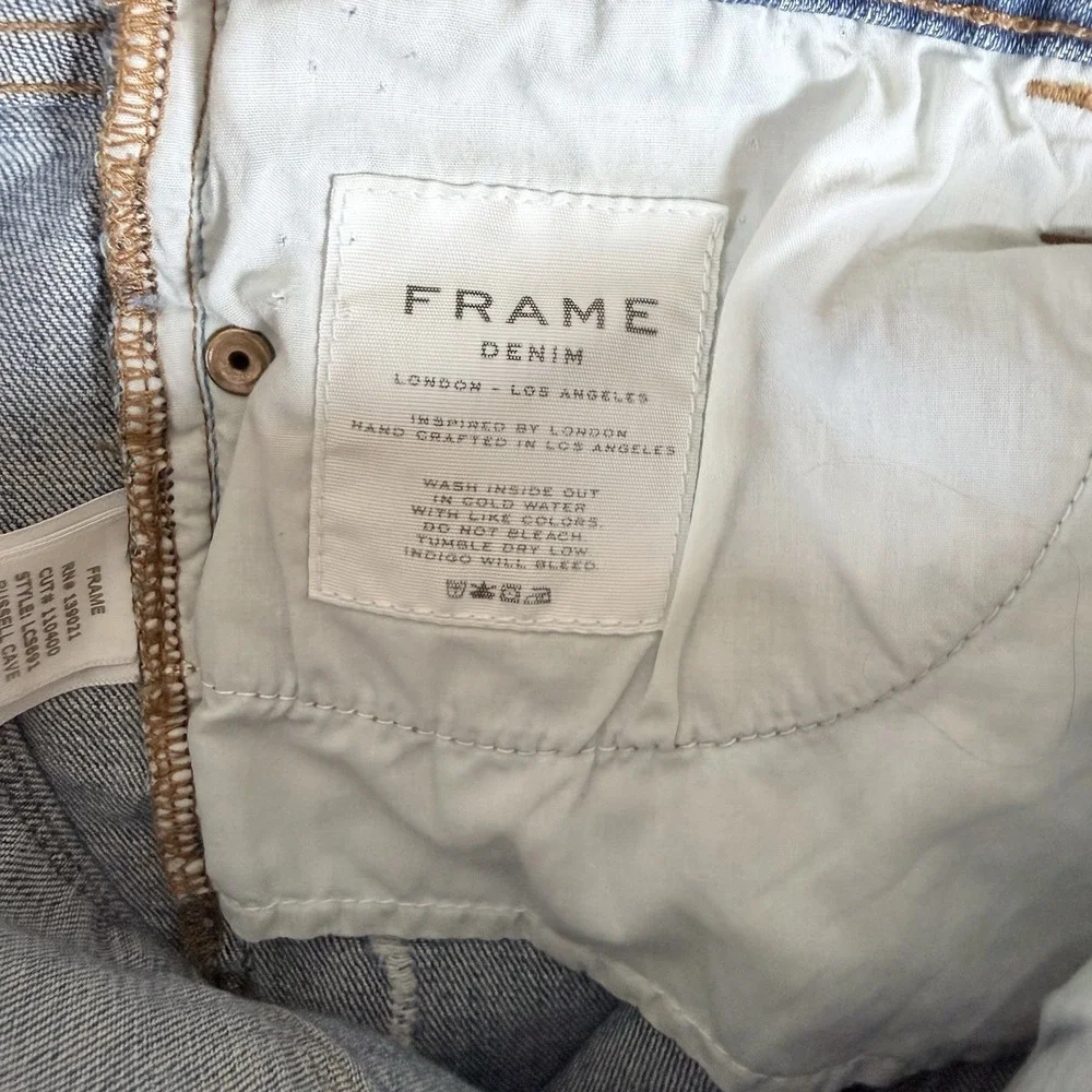 Frame Le Cutoff Raw Hem Denim Shorts Medium Wash Albion Valley Size 25